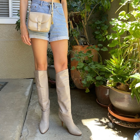 Vintage 80’s light gray Nordstrom all leather over the knee boots - Picture 8 of 16